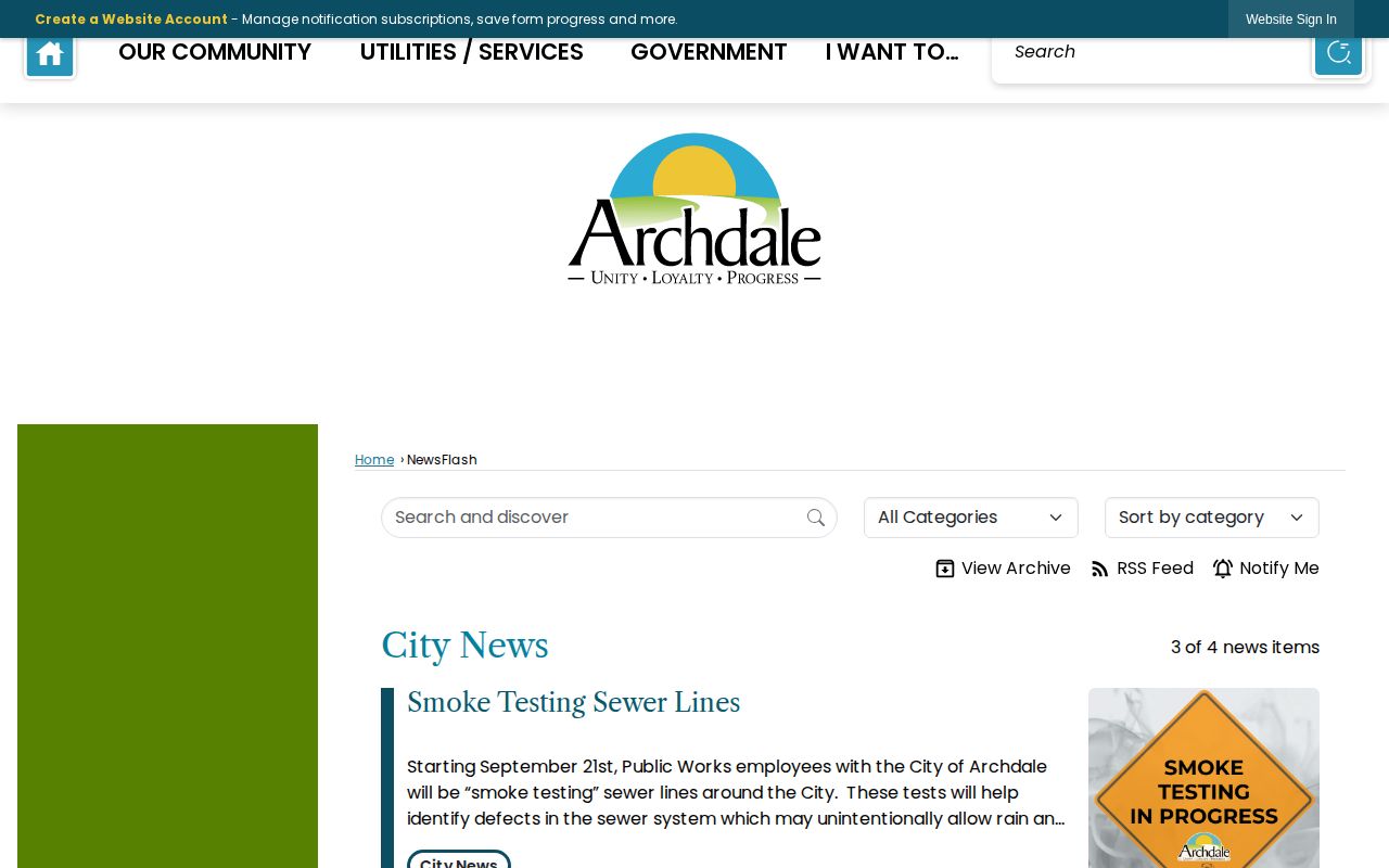 Archdale official police CivicAlerts news page