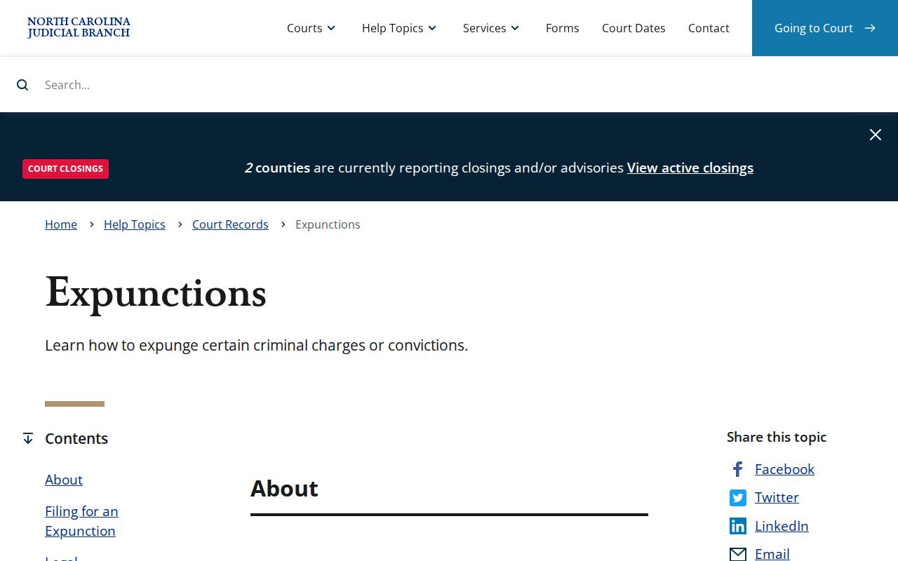North Carolina expunction guidance for Randolph County arrest records